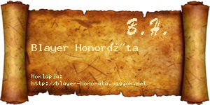 Blayer Honoráta névjegykártya